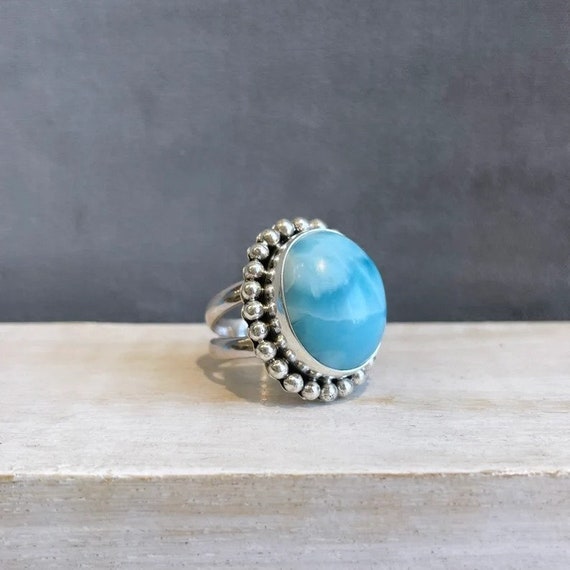 925 Silver Natural Lapis Lazuli Gemstone Big Stone Ring | Jewelpin