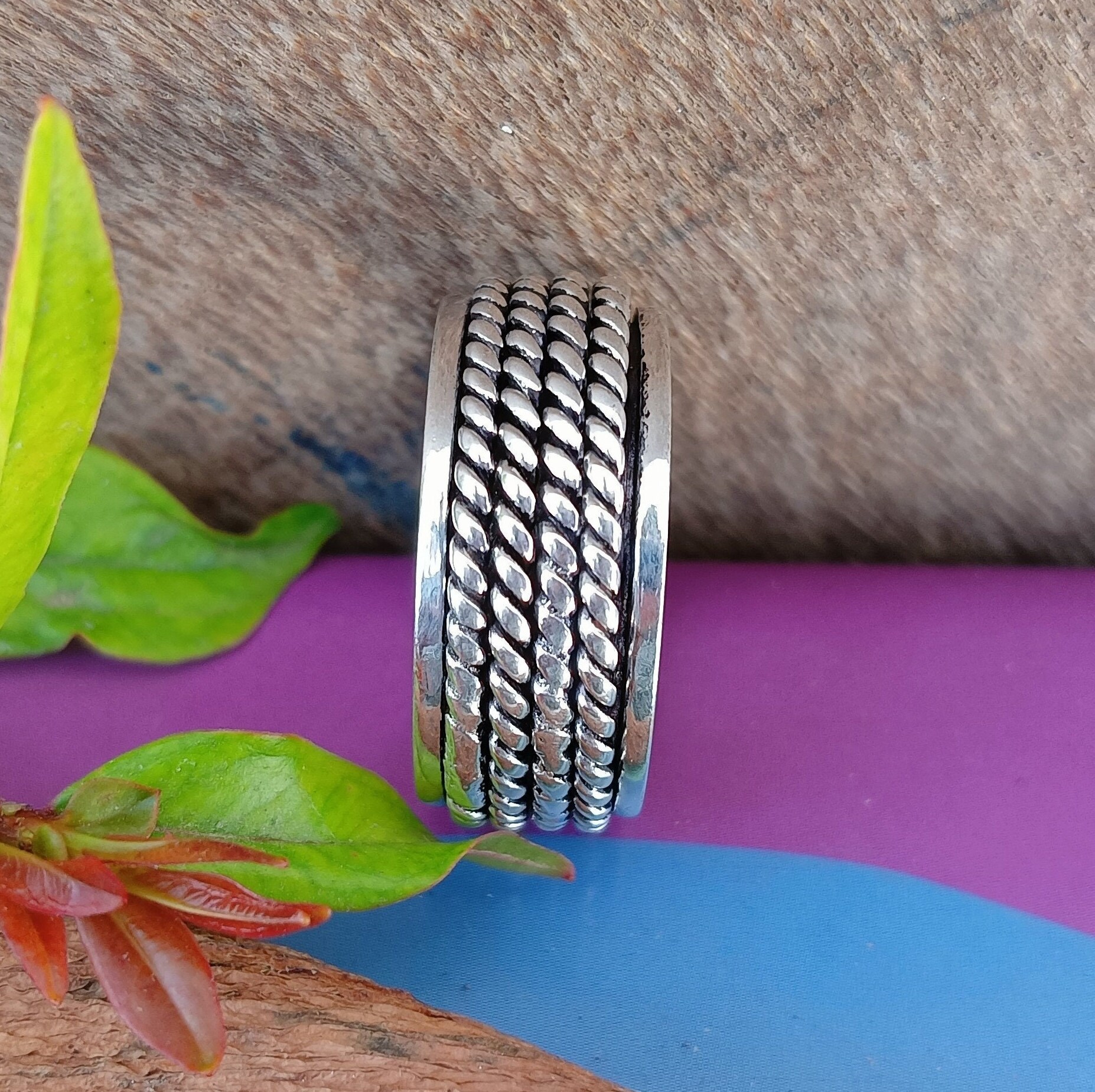 Four Tone Spinner Ring 925 Sterling Silver Spinner Ring Etsy