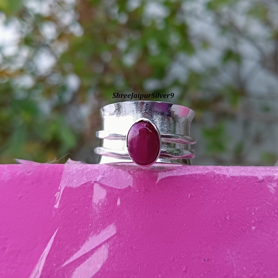 Rubymotion Spinner Rings Ruby Spinner Ring, Double Band Spinner Ring, 925 Sterling Silver Ring ...