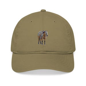 Embroidered Buckskin Horse Cap: Organic Cotton, Eco-Friendly