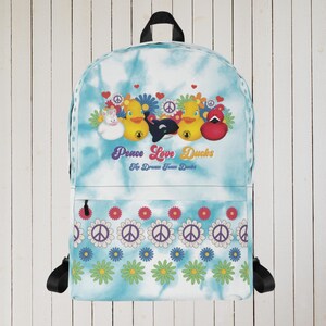 Peace Love Ducks - Blue Tie Dye - Backpack