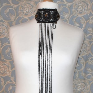 Victorian Iridescent Glass Bead Dress Embellishment: Antique Tassel Belt Centrepiece