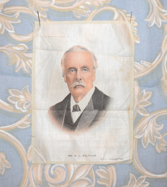 Lord Balfour Cigarette Silk - Gorgeous Large Silk Portrait 1900s