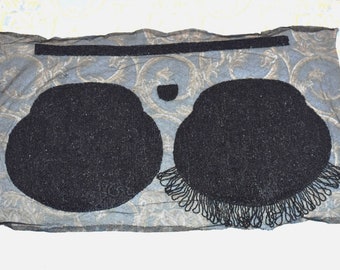 Antike Viktorianische Perlen Umhängetasche: Handgenähte Französische Jet Blumen Quaste