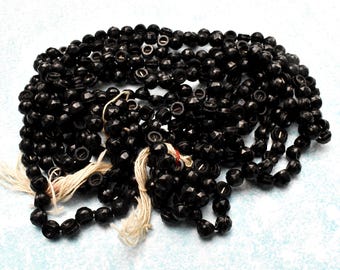 Antique French Jet Glass Beads: Georgian Dressmaking Jewelry Supply