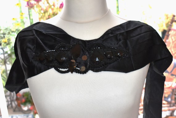 Victorian French Jet Waistband: Hand-Stitched Mourning Dress Belt, 43"