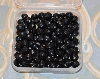 Antique Victorian Glass Beads: Curved Black Beads for Jewelry Making