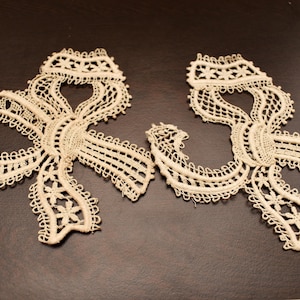 Victorian Handmade Lace Bow Appliques: Antique Dressmaking Embellishments