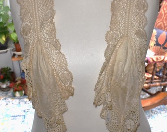 Cream Silk Lace Lappet: Georgian Era Hand Crafted Embellishment