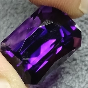 11.22 carats Natural Siberian Amethyst | Amethyst| Fancy Emerald Cut for Ring & Jewelry making | February Birthstone | Brazilian Amethyst
