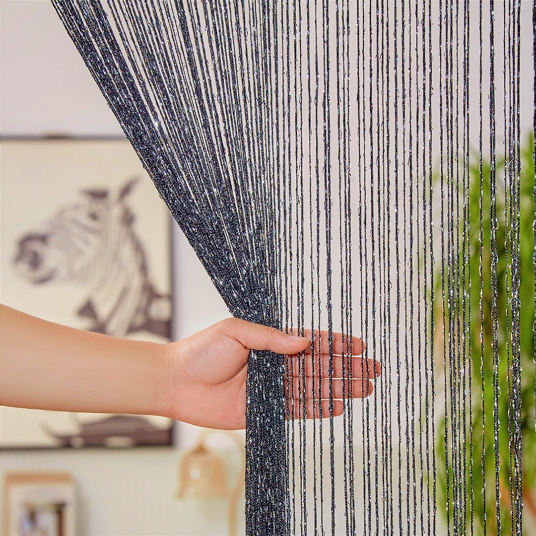 Hippie Thread Curtains Doorway Beaded Curtains Linen Curtains Etsy