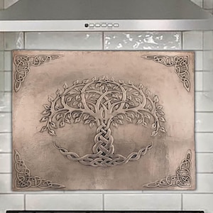 Celtic, Tree of Life, Copper Kitchen Backsplash, Mural With Ornamental Knots, Wall Decor, Handcrafted Custom Copper, Celtic Wall Art