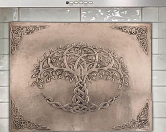 Celtic, Tree of Life, Copper Kitchen Backsplash, Mural With Ornamental Knots, Wall Decor, Handcrafted Custom Copper, Celtic Wall Art
