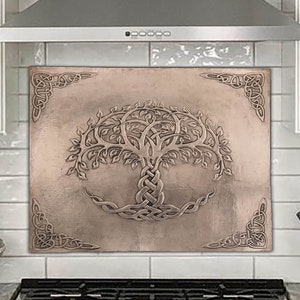 Kitchen Backsplash Celtic Tree Of Life Handmade Copper Tile Indoor And Outdoor Wall Decor Wall Art Copper Tree Of Life