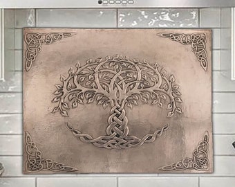 Kitchen Backsplash Celtic Tree Of Life Handmade Copper Tile Indoor And Outdoor Wall Decor Wall Art Copper Tree Of Life