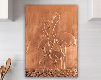 Flamingo Kitchen Copper Backsplash Handmade Copper Tile Wall Decor Wall Art Copper Kitchen Backsplash