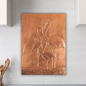 Flamingo Kitchen Copper Backsplash Handmade Copper Tile Wall Decor Wall Art Copper Kitchen Backsplash