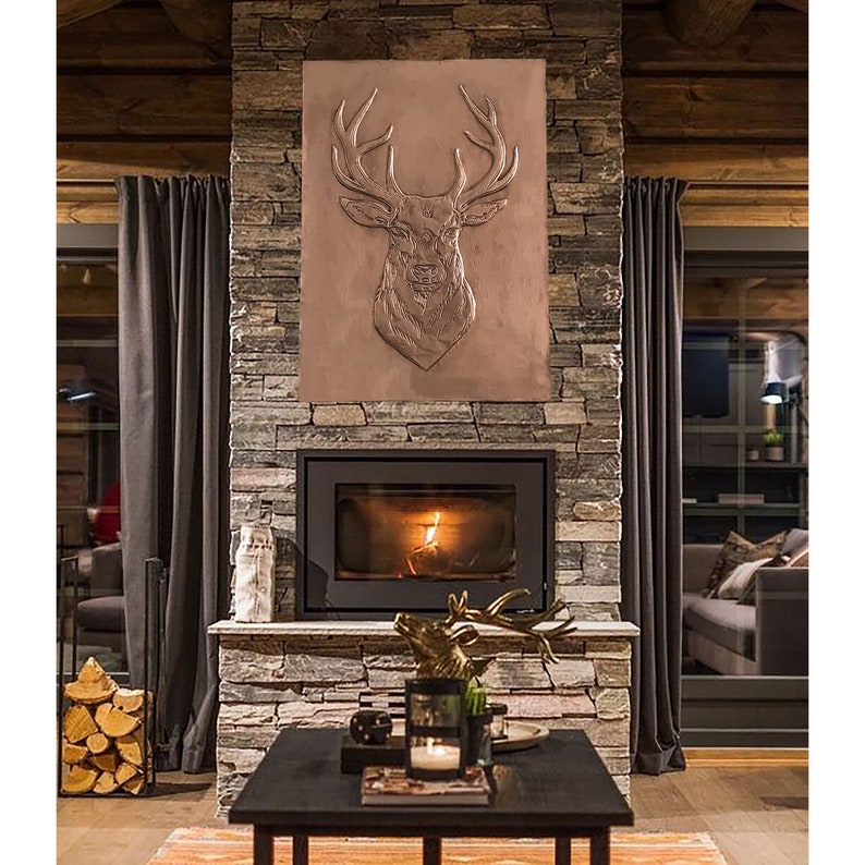 Copper Deer Animal Metal Wall Art Wall Decor Copper Wall Tile Fireplace
