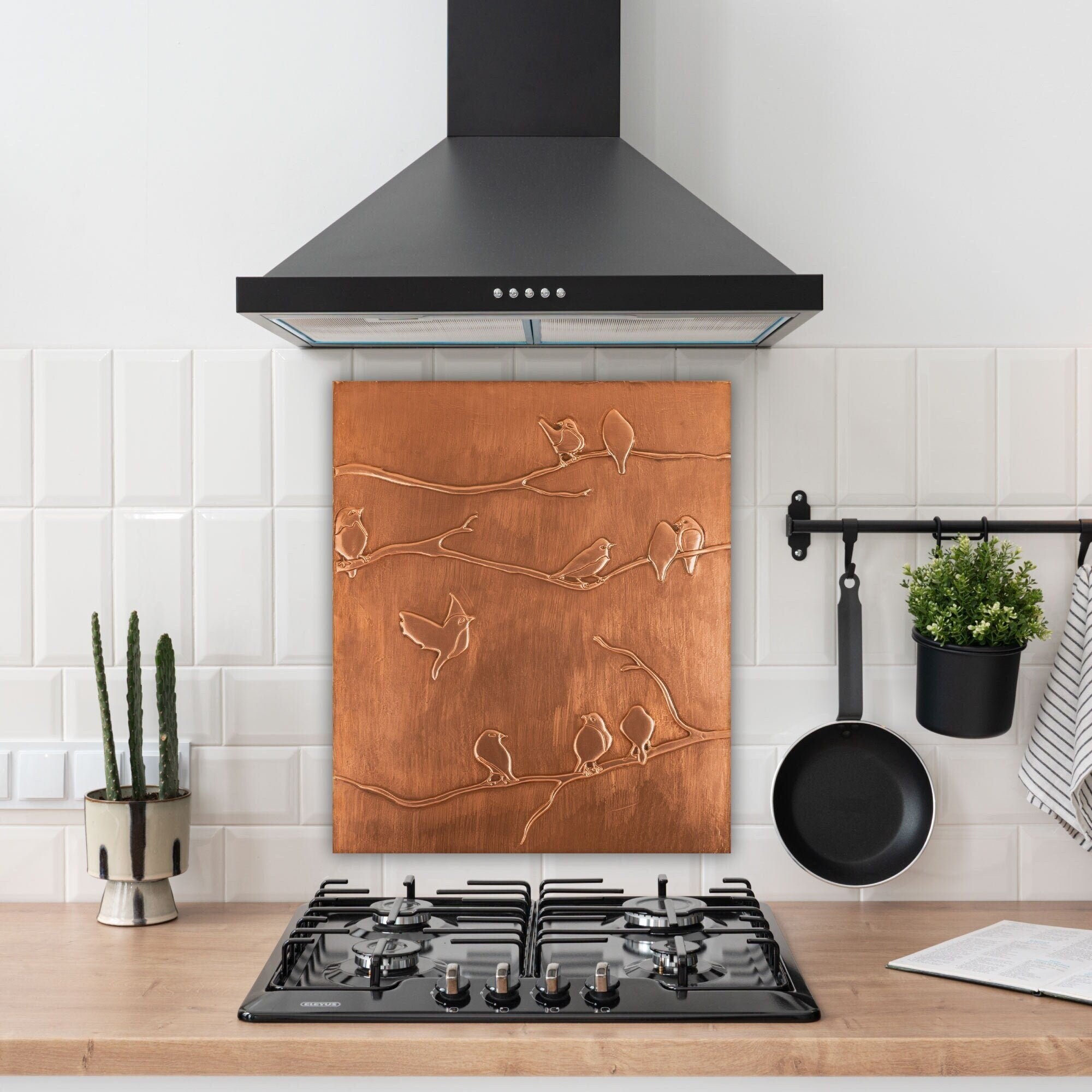 Birds Kitchen Copper Backsplash Handmade Copper Tile Wall Decor Wall ...
