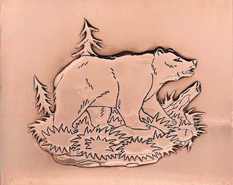 Oso de cobre, arte rústico de la pared del metal, decoración del hogar del cobre del oso del metal, arte del oso de cobre