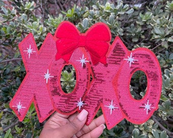 xoxo + iron patch + diy valentines day + sequin patch