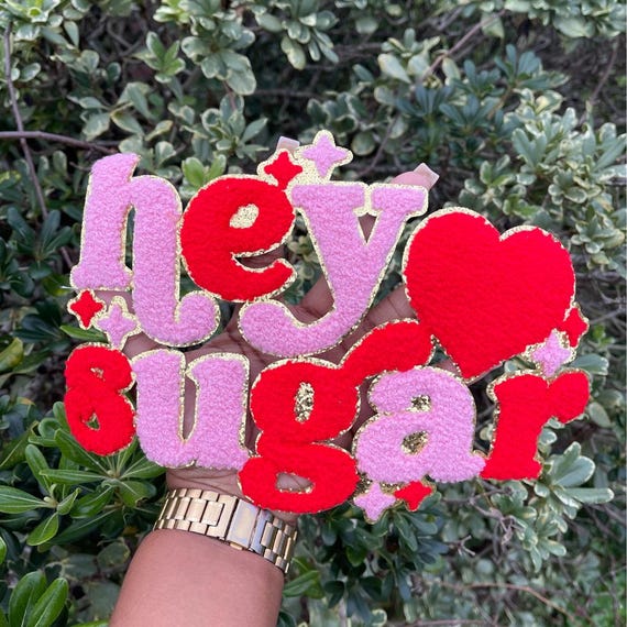 hey sugar chenille patch + iron patch + diy valentines day