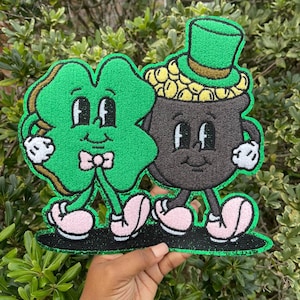 Lucky Clover + iron patch + diy st.patricks day + sequin patch + 4 leaf clover + lucky charm+ pot of gold