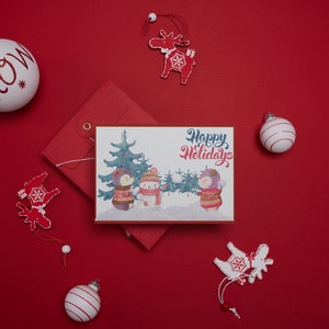 Cartão de Natal bonito para impressão em aquarela de boneco de neve com bola de neve, cartão de feliz Natal, download instantâneo de arte em aquarela, PNG digital PDF