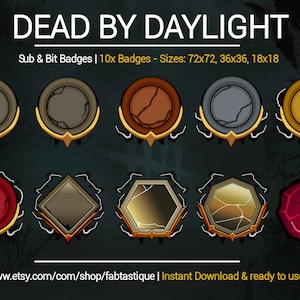 12x Dead By Daylight Sub Badges Twitch | DBD Sub Badges | Dead by Daylight Prestige Badges
