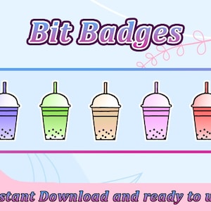 5x Boba Bit Badges for Twitch Stream | Bubble Tea Bit Badges | Twitch, Discord, YouTube, Stream Badges | Boba Badges