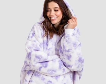 Coperta con cappuccio in pile oversize dipinta fai da te - Peluche caldo Teddy Fleece esterno TV coperta per l&#39;inverno - Idee regalo