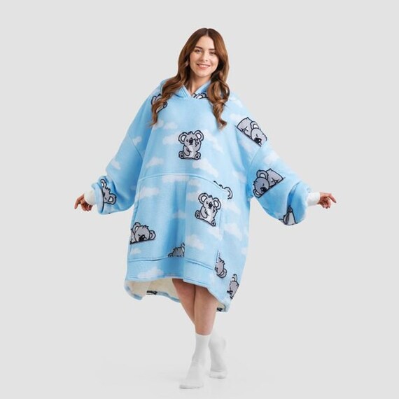Koala Oversized Fleece Hoodie Warm Winter Sweatshirt for Women Men