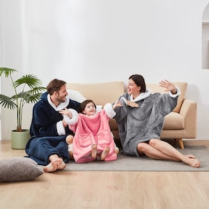 Wearable Blanket Hoodie Oversized Sweatshirt for Women Man Adults Kids - Big Plush Hooded Blanket With Hood - Gift Ideas