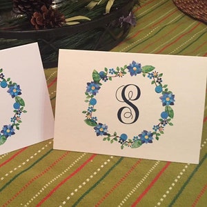 Süßer Seelenkranz Blauer Kranz-Personalisiert-Lehrer-Omas-Weihnachten-Geburtstag-Mamas-Weil ich Dich liebe! 12 Karten & Briefumschläge