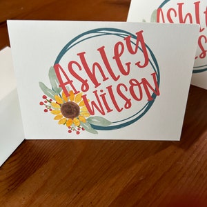 Sweet Soul Goods Girasole-Note di ringraziamento-Cartoleria personalizzata-Insegnanti-Spose-Preside-Natale-Compleanno 12 biglietti e buste