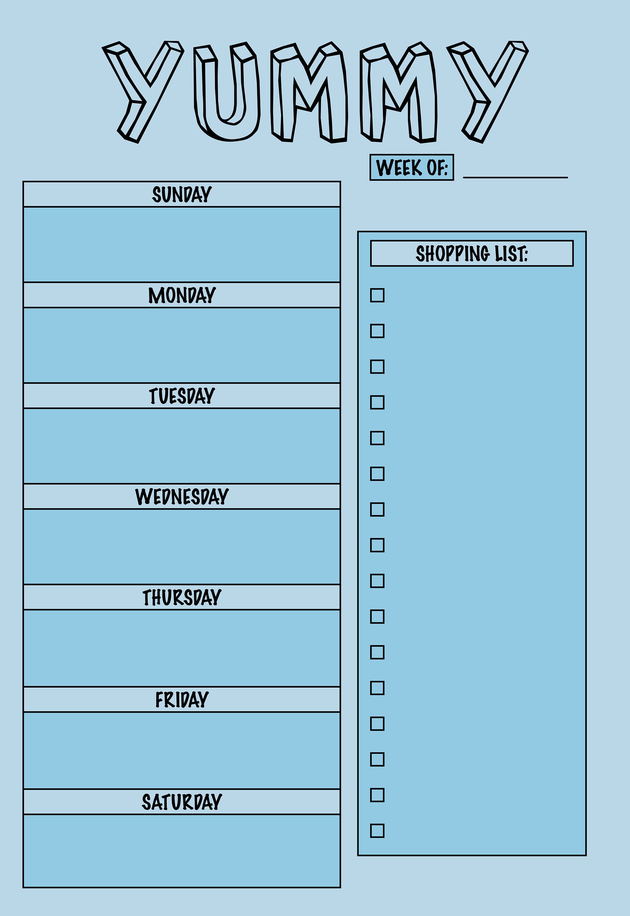 Meal Prep Template - Etsy