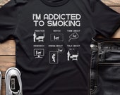Personalized Funny BBQ Gift T-Shirt, [NAME]'s Addicted To Smoking, Gift For Men, Gift For Dad