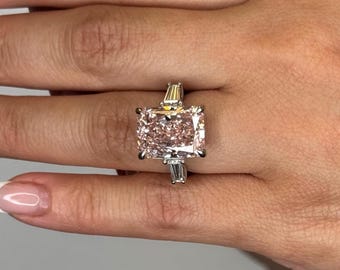 IGI Certified 8.00 Carat Lab Grown Vivid Pink Diamond Ring - 14K White Gold