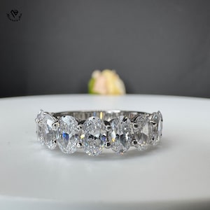Oval Cut Lab Grown Diamond Half Eternity matching Band,Full Eternity Ring in White Gold, Luxury Wedding or Anniversary Band