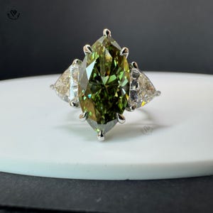 3.50ct Cut engagement Diamond Ring with Trillion Side Stones Unique Three Stone Engagement Ring Custom Handmade Statement Jewellry