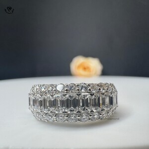 Lab Grown Diamond Eternity Band: 14k White Gold Baguette & Round Cut