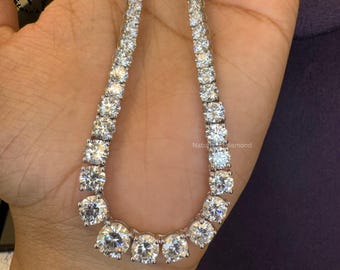 Lab Grown Diamond Tennis Necklace: 14K White Gold Bridal Choker