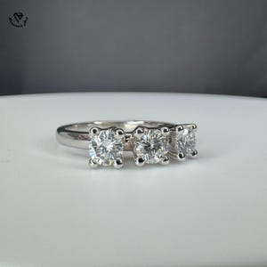 Three Stone Lab Grown Diamond Ring – Round Cut Trio in Rose or White Gold – Classic Engagement or Anniversary Ring