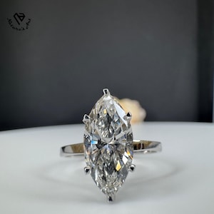 E Color VVS2 Clarity IGI Certified 2.00 Carat Marquise Cut Lab Grown Diamond Solitaire Hidden Halo Engagement Ring 14k Yellow Gold 6 Prong