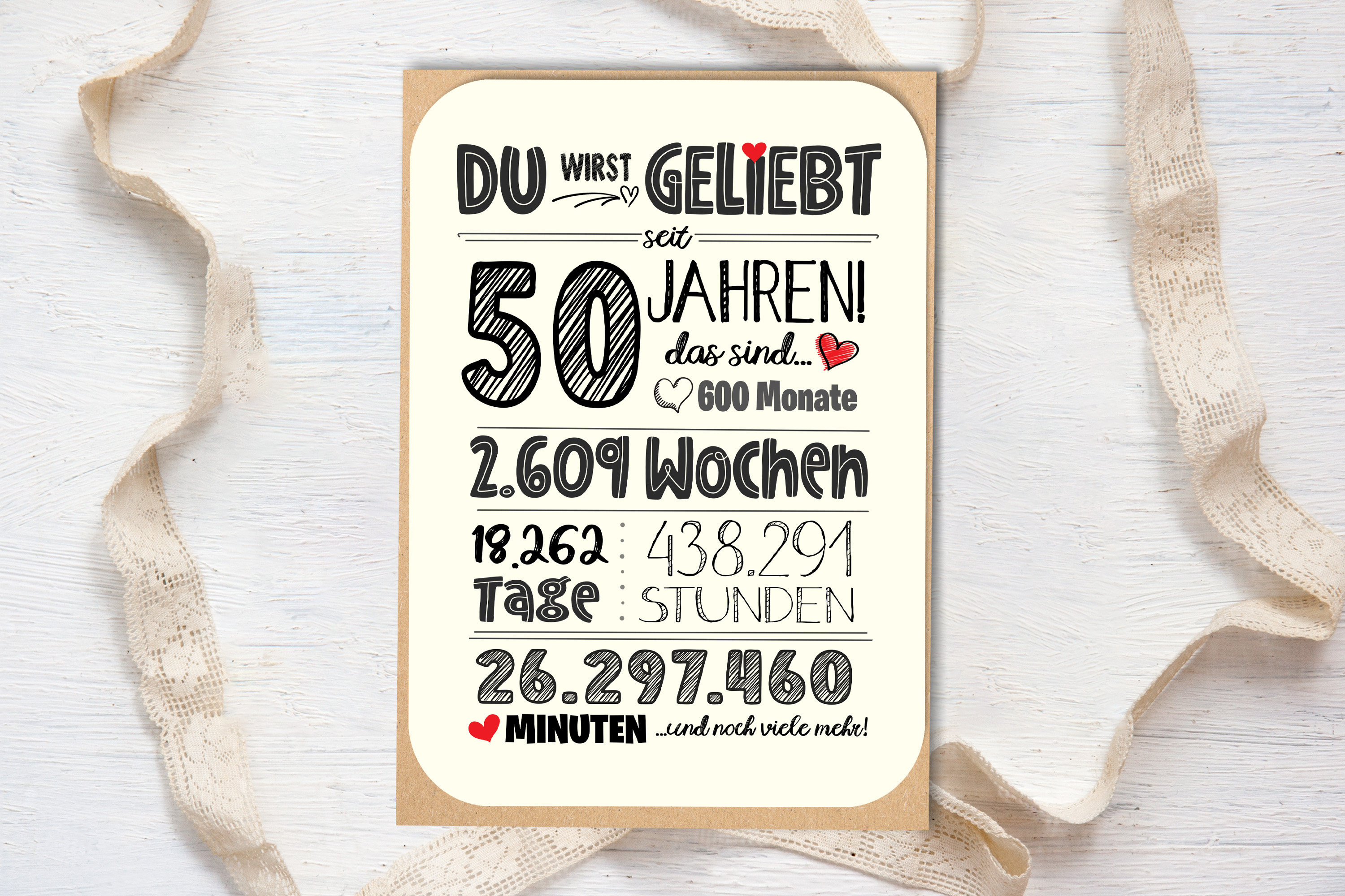 50. Geburtstagskarte Mit Glitzerzahl – Lustige Glückwunschkarte Für Frauen & Männer 11,5x17 Cm