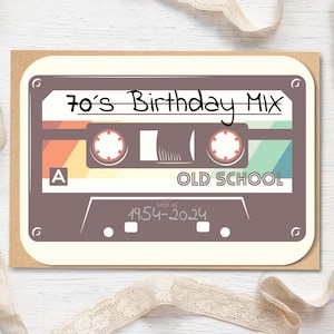 Retro 70e verjaardagskaart - cassette - kaart voor het jaar 1954 - speciale verjaardagskaart - verjaardagscadeau voor man en vrouw - DIN A6