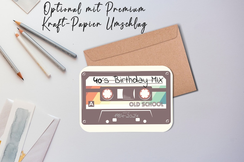 Carte rétro pour le 40e anniversaire - cassette - carte de vœux pour l'année 1984 - carte spéciale cadeau 40 ans - anniversaire homme femme - DIN A6 image 2
