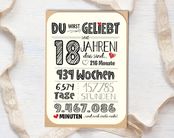 Carte d'anniversaire 18 ans - Carte d'anniversaire pour fille et fils - Carte cadeau spéciale - Carte d'anniversaire 18 (DIN A6)