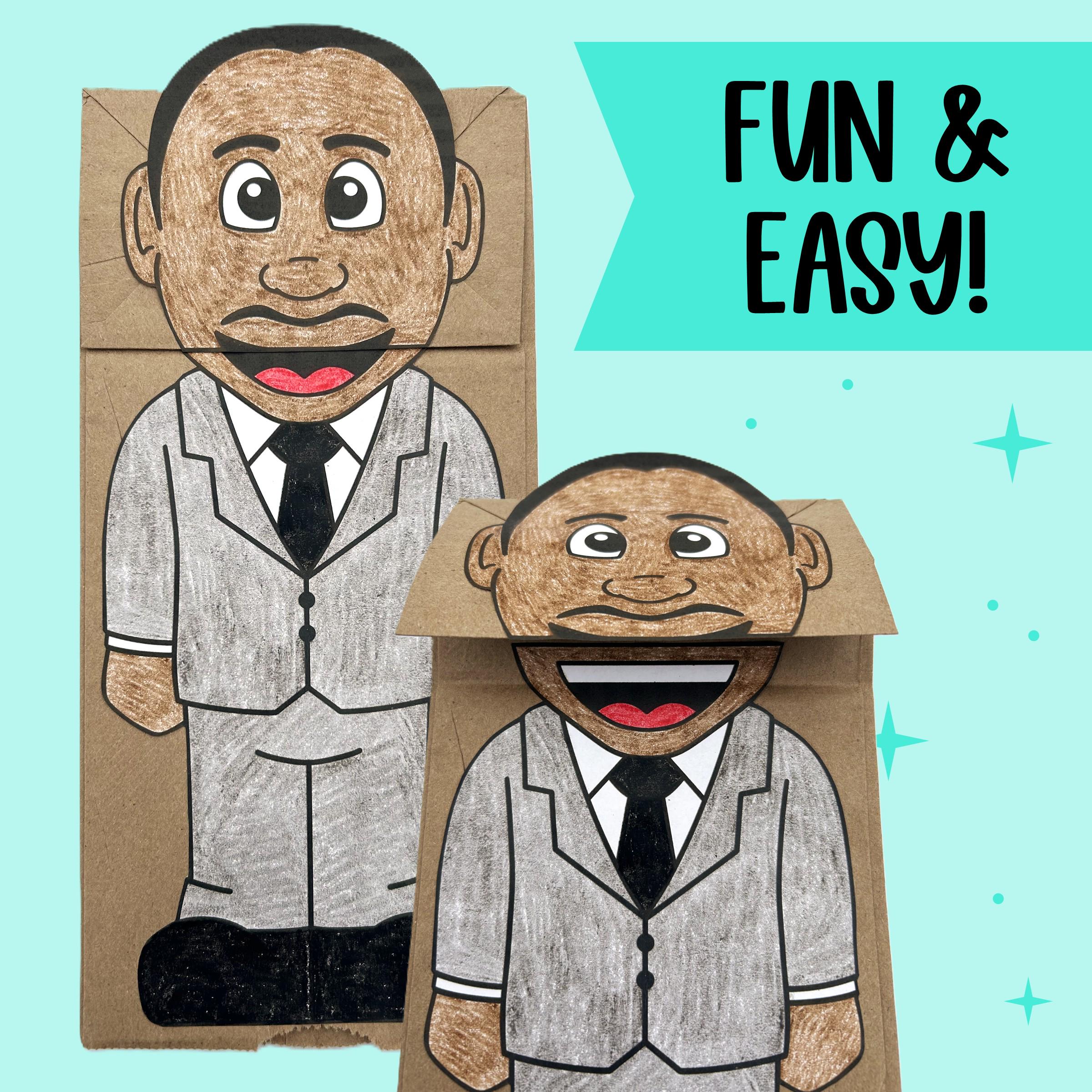 Martin Luther King Jr. Paper Bag Puppet | Black History Month Craft ...