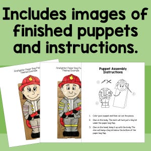 Marionetas de bombero hechas con bolsas de papel / Manualidades divertidas para ayudar a la comunidad para niños imagen 3